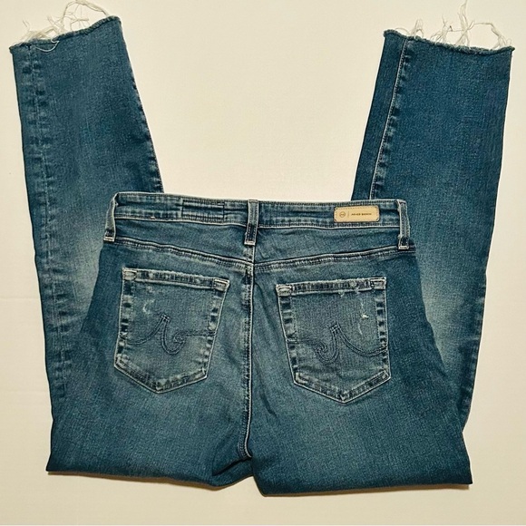 AG Adriano Goldschmied Prima Crop Cigarette Leg Pant in Blue Denim Raw Hem Sz 28 - Picture 13 of 13